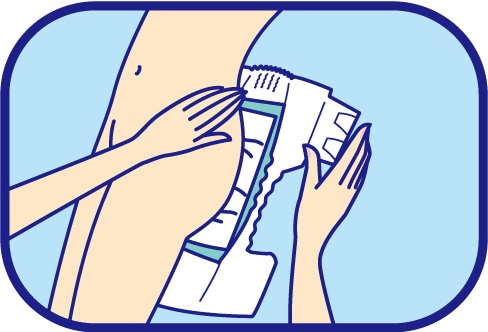 テープ止めタイプ・尿とりパッドタイプの装着方法