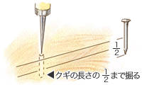 キリで穴を開ける